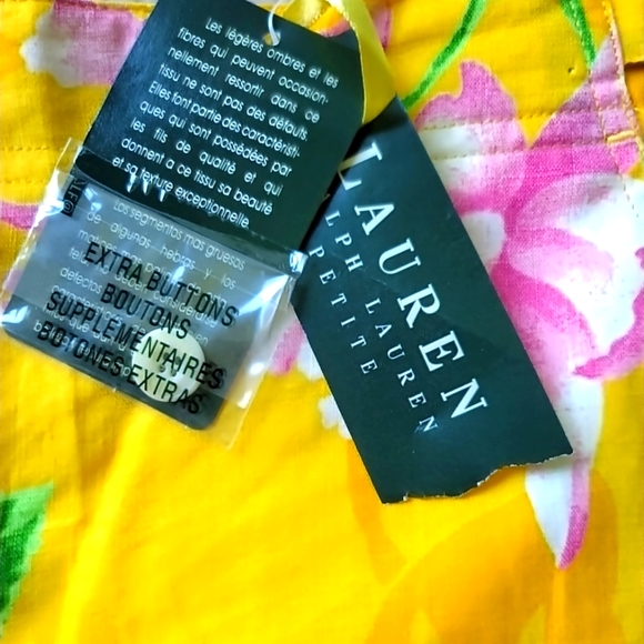 Ralph Lauren Petite Floral Hawaiian Tropical Linen Shorts - Picture 9 of 15